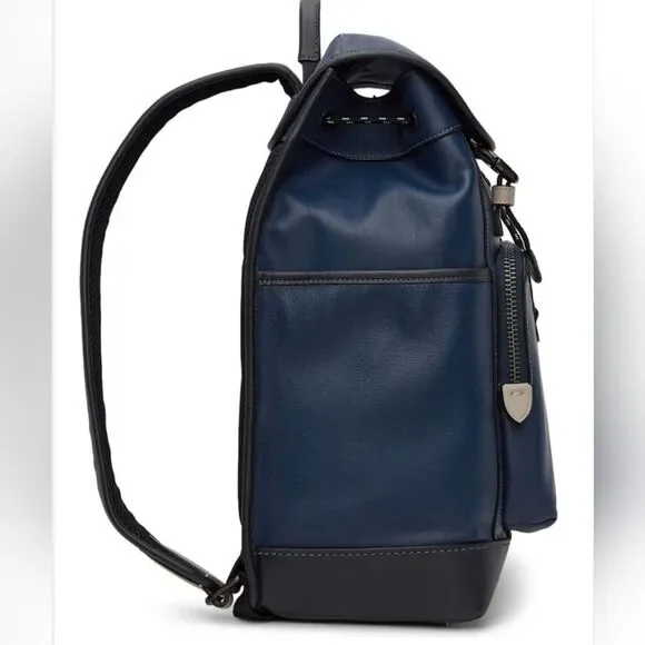 Coach 1941 Black & Navy League Leather Backpack NWT - Picture 3 of 7